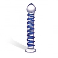 Dildo szklane - Glas Blue Spiral Glass Dildo