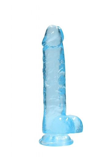 Dildo z Przyssawką i Jądrami Crystal Clear Realrock 21 cm Niebieski | 100% ORYGINAŁ| DYSKRETNA PRZESYŁKA