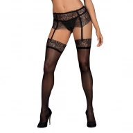 Zalotne eleganckie pończochy - Obsessive Chiccanta Stockings Black L/XL