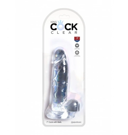 King Cock 7 Inch Cock with Balls Transparant - dildo ⚫ DARMOWA DOSTAWA od 299zł ⚫ DYSKRETNA PRZESYŁKA 24H Z POLSKI ⚫