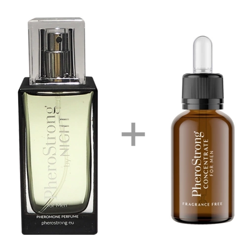 PheroStrong by Night for Men - Perfumy 50ml + Concentrate 7,5ml - Perfumy z Feromonami + Bezzapachowy Koncentrat Feromonów