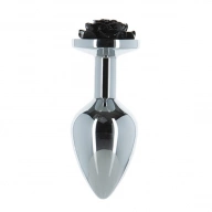 Ozdobny metalowy korek analny - Lux Active Metal Butt Plug Rose Czarny