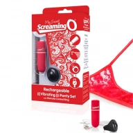 Wibrujące majteczki ze stymulatorem - The Screaming O Charged Remote Control Panty Vibe  Czerwony