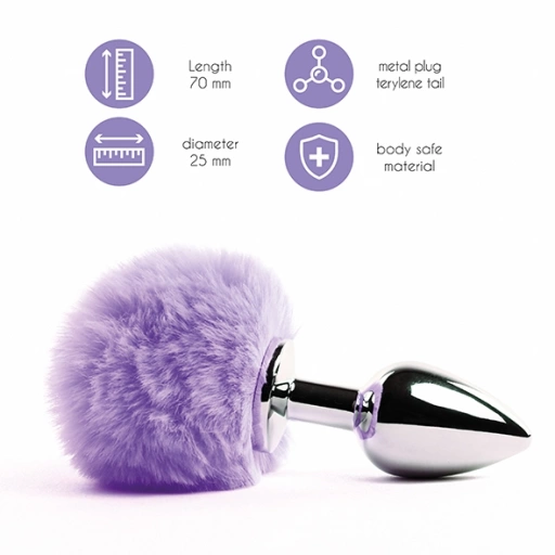 FeelzToys Bunny Tails Butt Plug Purple - korek analny z pomponem Fioletowy ⚫ DARMOWA DOSTAWA od 299zł ⚫ DYSKRETNA PRZESYŁKA 24H Z POLSKI ⚫