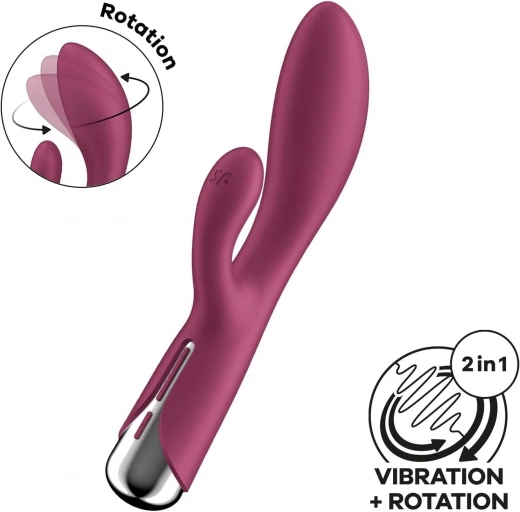 Wibrator Rotacyjny Królik Satisfyer Spinning Rabbit 1 Bordowy | 100% ORYGINAŁ| DYSKRETNA PRZESYŁKA