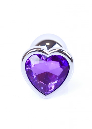 Boss Series Jewellery Silver Heart Purple - Korek analny, fioletowy ⚫ DARMOWA DOSTAWA od 299zł ⚫ DYSKRETNA PRZESYŁKA 24H Z POLSKI ⚫