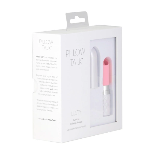 Pillow Talk Lusty Luxurious Flickering Massager Pink - Miniwibrator symulujący seks oralny, Różowy