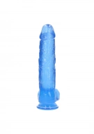 RealRock Realistic Dildo With Balls 10'/ 25,4 Cm - Dildo klasyczne na przyssawce, Niebieski