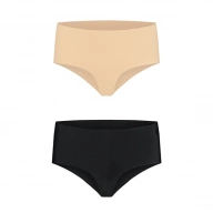 Bezszwowe figi wysokie dwupak - Bye Bra  Invisible High Brief Cieliste i Czarne L