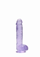 Dildo z Przyssawką i Jądrami Crystal Clear Realrock 15cm Fioletowy | 100% ORYGINAŁ| DYSKRETNA PRZESYŁKA