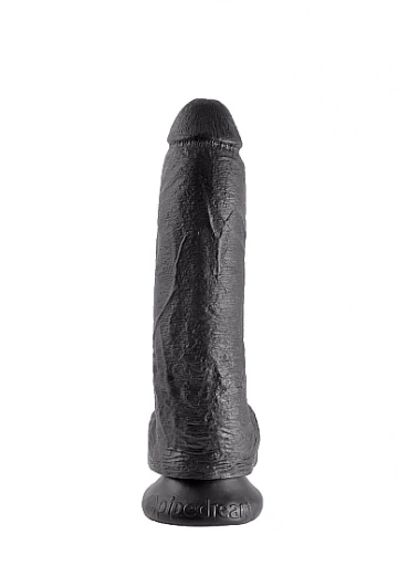 Pipedream King Cock -  dildo realistyczne duże CZARNE  z jądrami PVC - 23cm (9