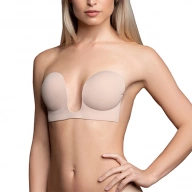 Biustonosz samonośny do głębokich dekoltów - Bye Bra Seamless U-Style Bra Cielisty miseczka C