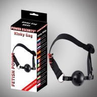 Power Escorts Kinky Gag Black Ball Gag - Knebel z kulką ⚫ DARMOWA DOSTAWA od 299zł ⚫ DYSKRETNA PRZESYŁKA 24H Z POLSKI ⚫