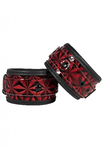 Ouch! Luxury Hand Cuffs Burgundy - Kajdanki na nadgarstki ⚫ DARMOWA DOSTAWA od 299zł ⚫ DYSKRETNA PRZESYŁKA 24H Z POLSKI ⚫