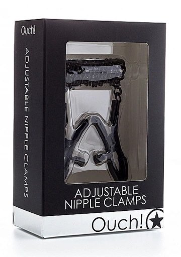 Ouch! Adjustable Nipple Clamps Black - Zaciski na sutki z łańcuszkiem Czarny ⚫ DARMOWA DOSTAWA od 299zł ⚫ DYSKRETNA PRZESYŁKA 24H Z POLSKI ⚫