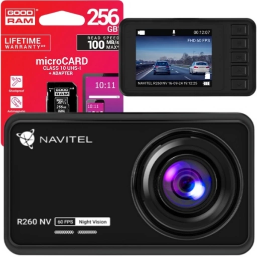 Zestaw Wideorejestrator NAVITEL R260 NV z Night Vision + karta pamięci 256 GB