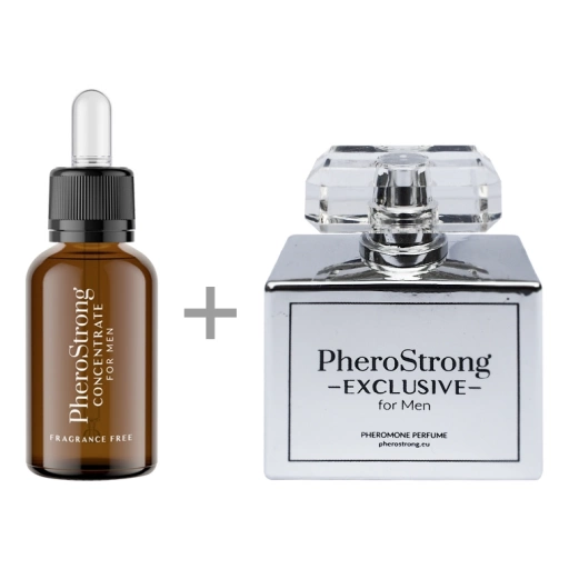 PheroStrong EXCLUSIVE for Men - Perfumy 50ml + Concentrate 7,5ml - Perfumy z Feromonami + Bezzapachowy Koncentrat Feromonów