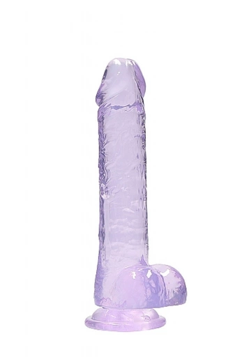 Dildo z Przyssawką i Jądrami Crystal Clear Realrock 20cm Fioletowy | 100% ORYGINAŁ| DYSKRETNA PRZESYŁKA