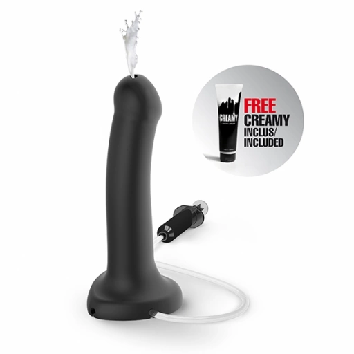 Dildo z wytryskiem do strap-on - Semi-Realistic Squirting Dildo Cum L  Czarny