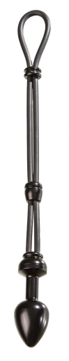 Malesation Cock Grip With Alu Plug Small, Black - Lasso na penisa z korkiem analnym, Czarny