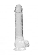 Dildo z Przyssawką i Jądrami Crystal Clear Realrock 23cm Przeźroczysty | 100% ORYGINAŁ| DYSKRETNA PRZESYŁKA