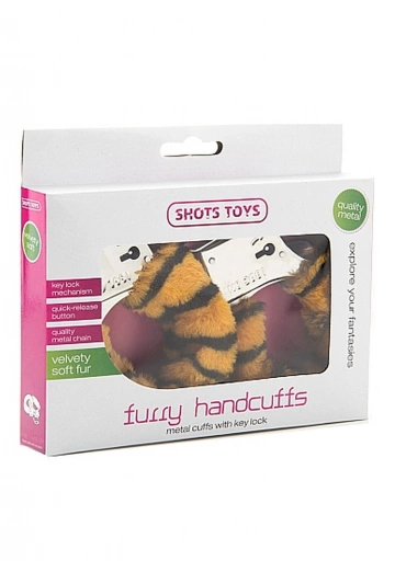 ShotsToys Furry Handcuffs Tiger - Kajdanki z futerkiem tygrys ⚫ DARMOWA DOSTAWA od 299zł ⚫ DYSKRETNA PRZESYŁKA 24H Z POLSKI ⚫