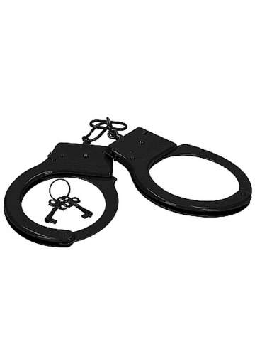 ShotsToys Metal Handcuffs Black - Kajdanki metalowe Czarny ⚫ DARMOWA DOSTAWA od 299zł ⚫ DYSKRETNA PRZESYŁKA 24H Z POLSKI ⚫