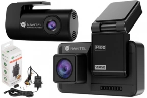 Zestaw Wideorejestrator kamera samochodowa Navitel R480 2K DUAL IPS + zasilacz SMARTBOX MAX