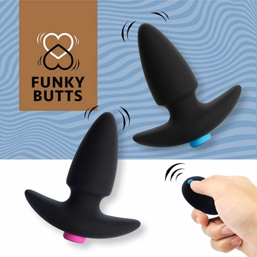 Dwa korki analne z pilotem - FeelzToys FunkyButts Remote Controlled Butt Plug Set for Couples  