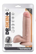 DR. SKIN PLUS  7 INCH POSABLE DILDO WITH BALLS  VANILLA