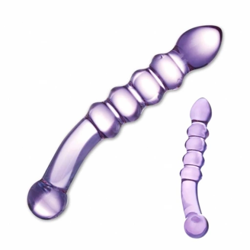 Dildo szklane – Glas Purple Rain Ribbed Glass Dildo