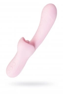 JOS Vibrator with clitoral stimulator Patti with moving tongue, silicone, red, 24 cm