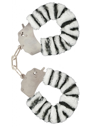 ToyJoy Furry Fun Cuffs Zebra Plush - Kajdanki z futerkiem, Biało-Czarne ⚫ DARMOWA DOSTAWA od 299zł ⚫ DYSKRETNA PRZESYŁKA 24H Z POLSKI ⚫