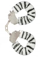 ToyJoy Furry Fun Cuffs Zebra Plush - Kajdanki z futerkiem, Biało-Czarne ⚫ DARMOWA DOSTAWA od 299zł ⚫ DYSKRETNA PRZESYŁKA 24H Z POLSKI ⚫