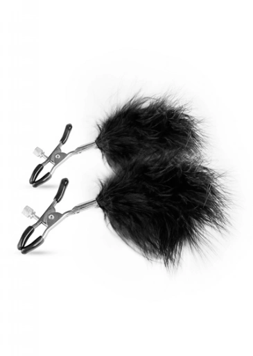 Easy Toys Adjustable Nipple Clamps With Feathers - Zaciski do sutków z futerkiem ⚫ DARMOWA DOSTAWA od 299zł ⚫ DYSKRETNA PRZESYŁKA 24H Z POLSKI ⚫