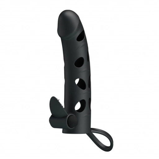 Pretty Love Vibrating Penis Sleeve With Ball Strap - Wibrująca nakładka na penisa ⚫ DARMOWA DOSTAWA od 299zł ⚫ DYSKRETNA PRZESYŁKA 24H Z POLSKI ⚫