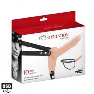 Fetish tentation Vibrating strap-on with dildo, USB - wibrujące dildo strap on ⚫ DARMOWA DOSTAWA od 299zł ⚫ DYSKRETNA PRZESYŁKA 24H Z POLSKI ⚫