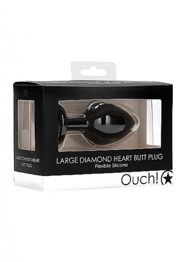 Ouch! Diamond Heart Butt Plug Large Black - Korek analny z diamentem Czarny ⚫ DARMOWA DOSTAWA od 299zł ⚫ DYSKRETNA PRZESYŁKA 24H Z POLSKI ⚫