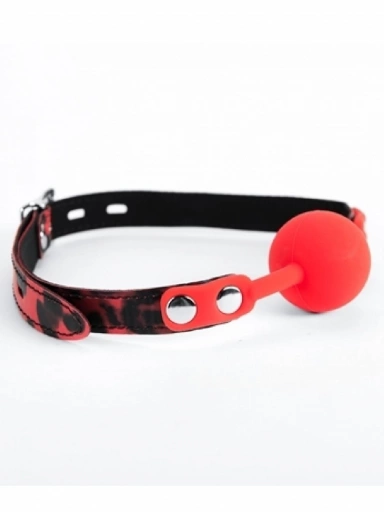 ARGUS Red Silicone Ball Gag Leopard - Knebel z kulką ⚫ DARMOWA DOSTAWA od 299zł ⚫ DYSKRETNA PRZESYŁKA 24H Z POLSKI ⚫