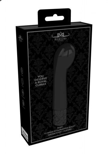 Royal Gems Bijou Rechargeable Silicone Bullet Black - Miniwibrator, Czarny ⚫ DARMOWA DOSTAWA od 299zł ⚫ DYSKRETNA PRZESYŁKA 24H Z POLSKI ⚫