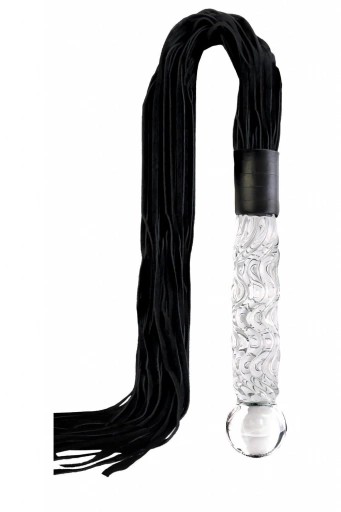 Szklane dildo z floggerem 2w1 Icicles No. 38