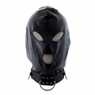 Maska-Bondage Hook Mask+Collar BLACK