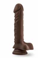 Dr. Skin Plus 9 Inch Posable Dildo With Balls Chocolate - Dildo klasyczne na przyssawce