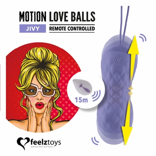 FeelzToys remote controlled motion love balls jivy - Wibrująca kulka na pilota z ruchem pulsacyjnym