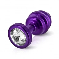 Prążkowany ozdobny plug analny - Diogol Ano Butt Plug Ribbed  Purple 25mm Fioletowy