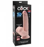 King Cock 3D Cock Swinging Balls 8 Inch - Dildo klasyczne ⚫ DARMOWA DOSTAWA od 299zł ⚫ DYSKRETNA PRZESYŁKA 24H Z POLSKI ⚫