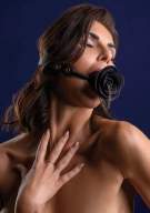 Rose Ball Gag with Plug Black